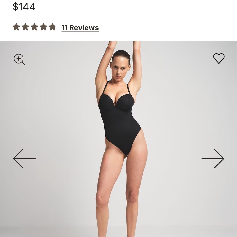 SKIMS Black Super Push-Up Thong Bodysuit